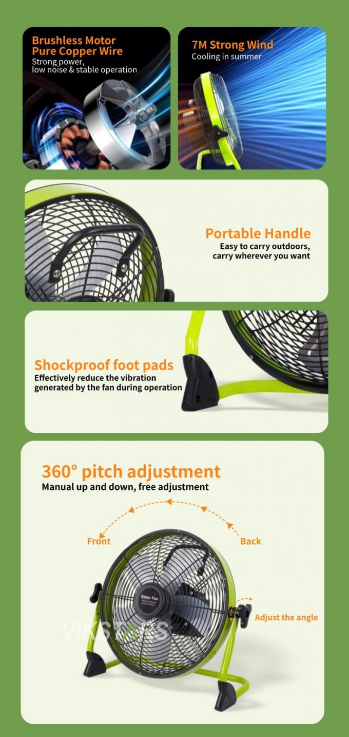 Внешний портативный вентилятор заряжаемый бытовой экстренный 12 дюймов 14 дюймов солнечный подвал вентилятор тихий солнечный вентилятор 8