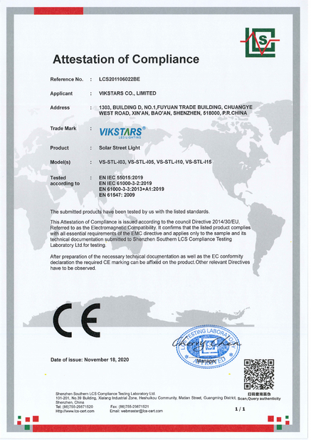 Китай Vikstars Co., Limited Сертификаты